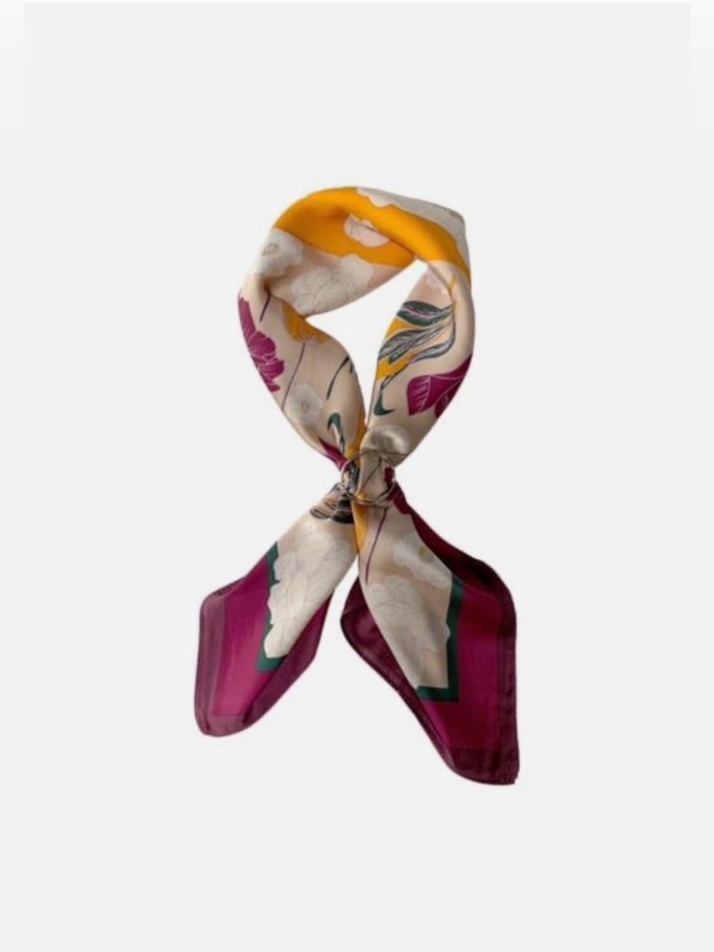Satiny Scarf 27x 27 E1-Orange Purple Hundred Flowers Feminine Classic Floral